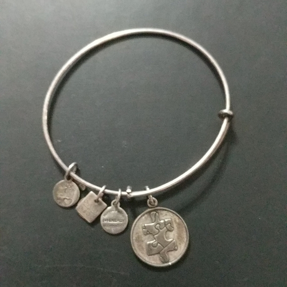 Alex & Ani Silver Tone Puzzle Piece Expandable Statement Bracelet - Picture 1 of 2